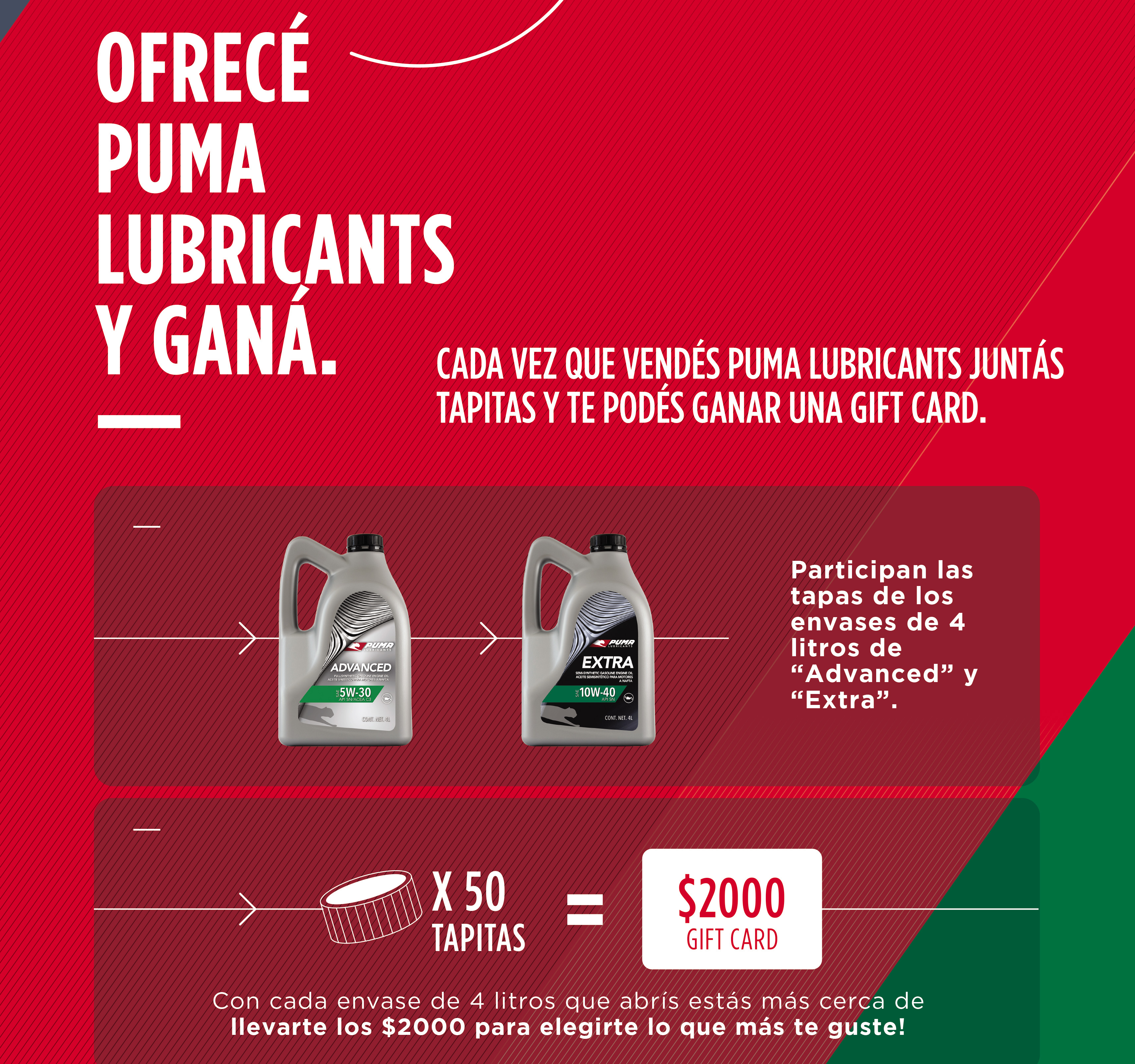 Puma ofrece incentivos a lubricentros